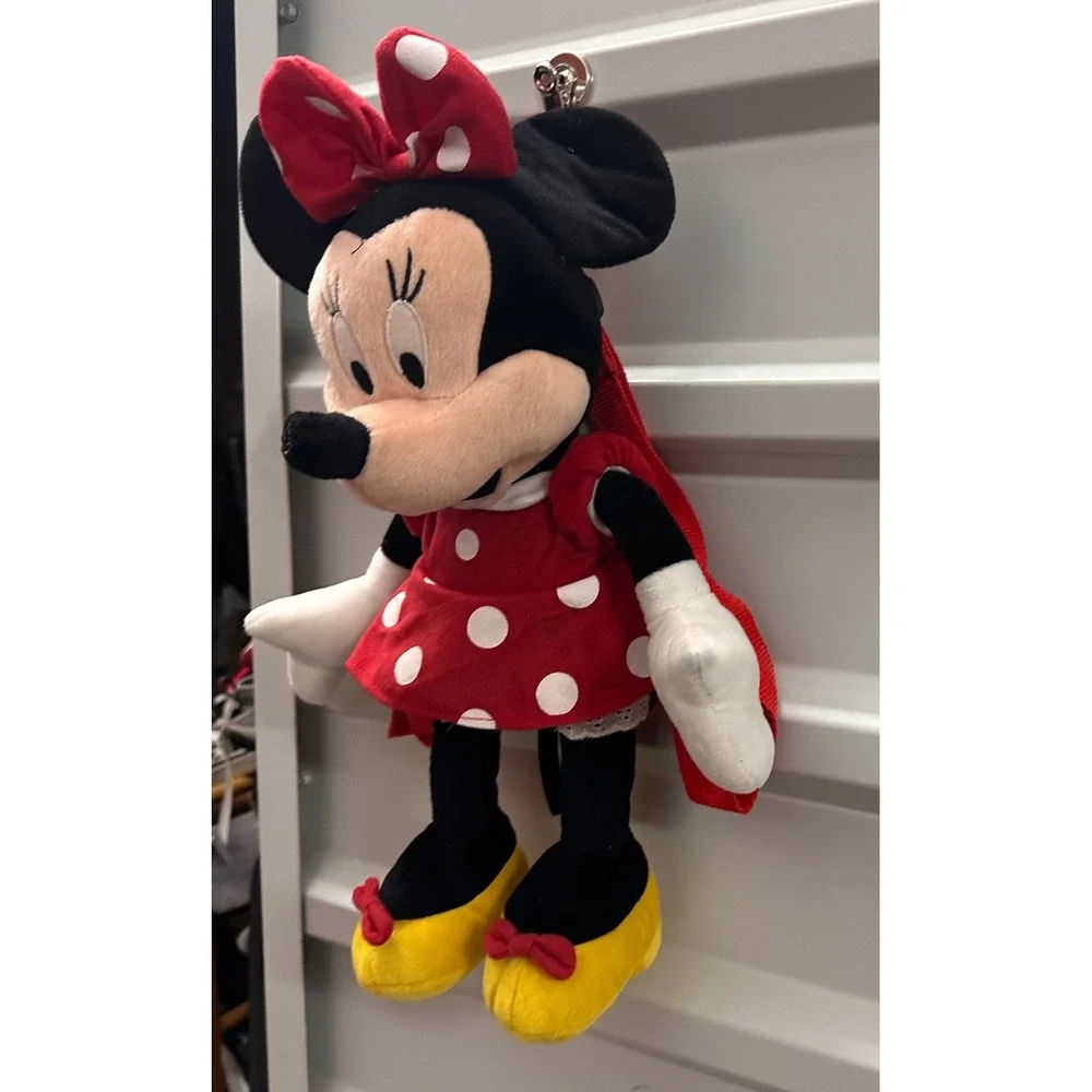 Minnie‎ Mouse Plush Backpack Disney Polka Dot Dress Small Kids Toddler